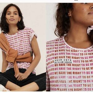 Anthropologie Maeve Right To Be Heard Your Vote Is Your Voice T Shirt - XS